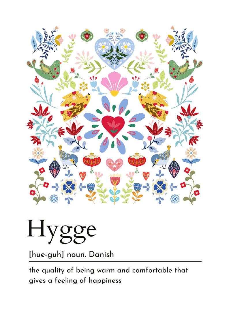 Scandinavian Definition print set of 3, Hygge art, Lagom, Koselig, folk art, Nordic Home Décor, Swedish Word, Danish word, Norwegian word image 6