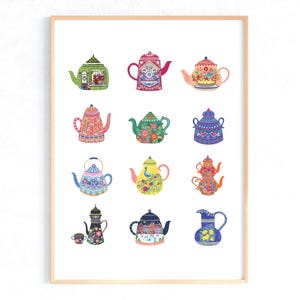 Gemütliche Teekanne druckbare Wandkunst, Teekanne Druck, Teetasse Teeparty Küche Plakat, Fika Kaffee Geschenk, Weihnachtsteezeit digitaler Download