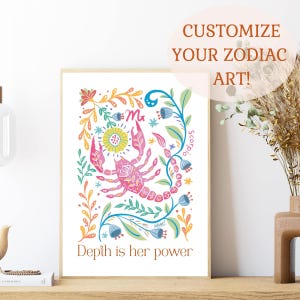 Skorpion Zeichen personalisierte Wandkunst, Benutzerdefinierte Sternzeichen Sternzeichen Kunst Poster Druck, Astrologie Sternzeichen Geschenk, Skorpion Geburtstagsgeschenk Freund und Baby