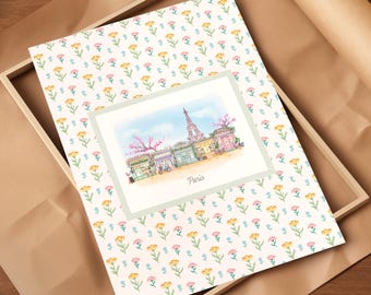 Lámina artística de tiendas francesas, pintura de un café parisino, póster de viaje a Francia, lámina para cocina, decoración del hogar estilo cottagecore, arte floral para pared, regalo para francófilos