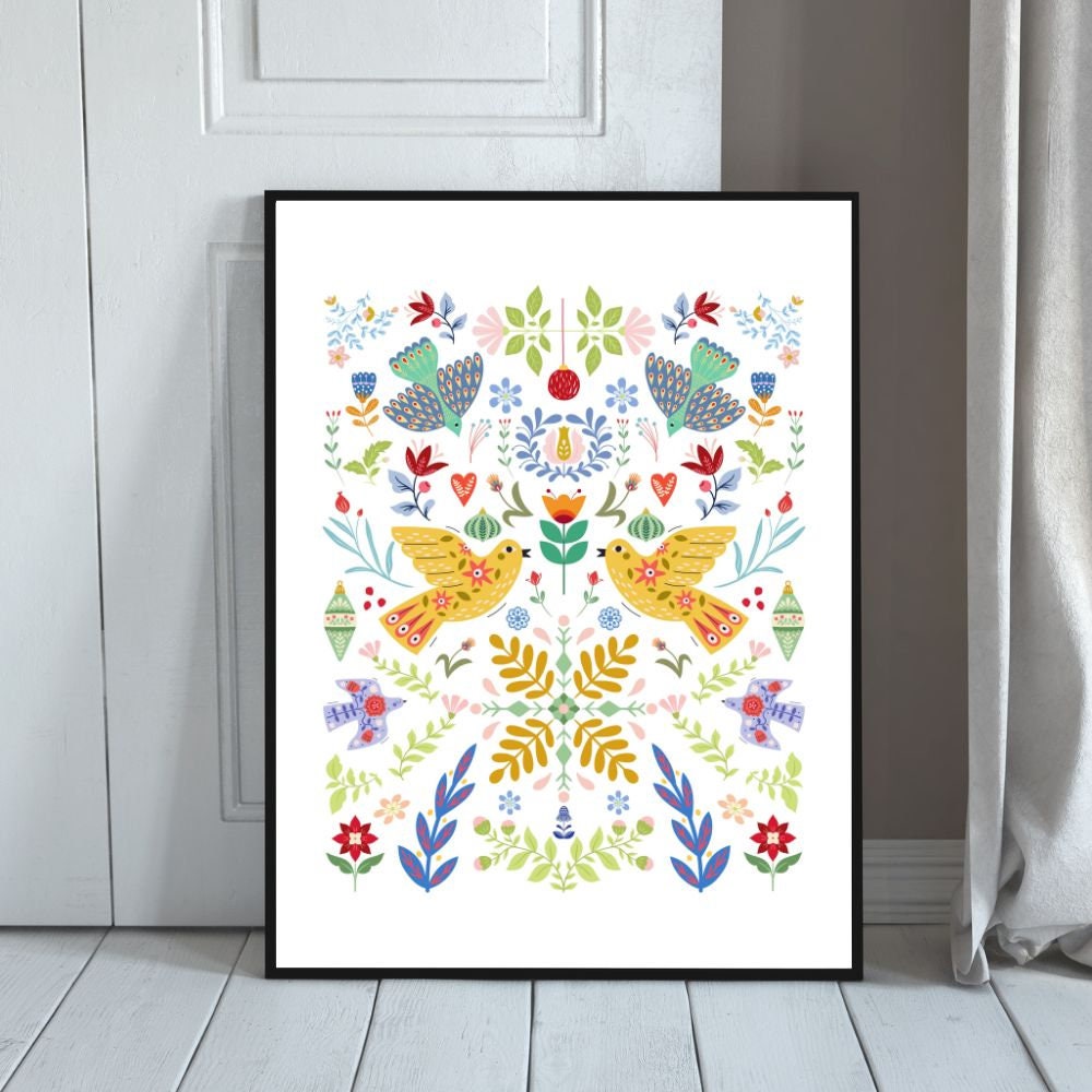 Scandinavian Folklore Art Print Set of 3, Folk Art Poster, Modern Boho ...