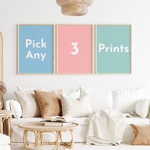 Pick Any 3 Prints, Custom Gallery Wall Set of 3, Pick Your Own Prints, Mix and Match prints, Scandinavian folk art, Custom Wall Art Bundle