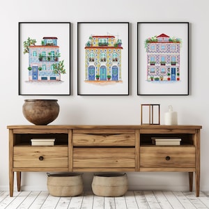Lisbon Print, Portugal travel poster, Portuguese Tiles art, Porto city print decor, Porto watercolor, kitchen wall art, Mediterranean poster