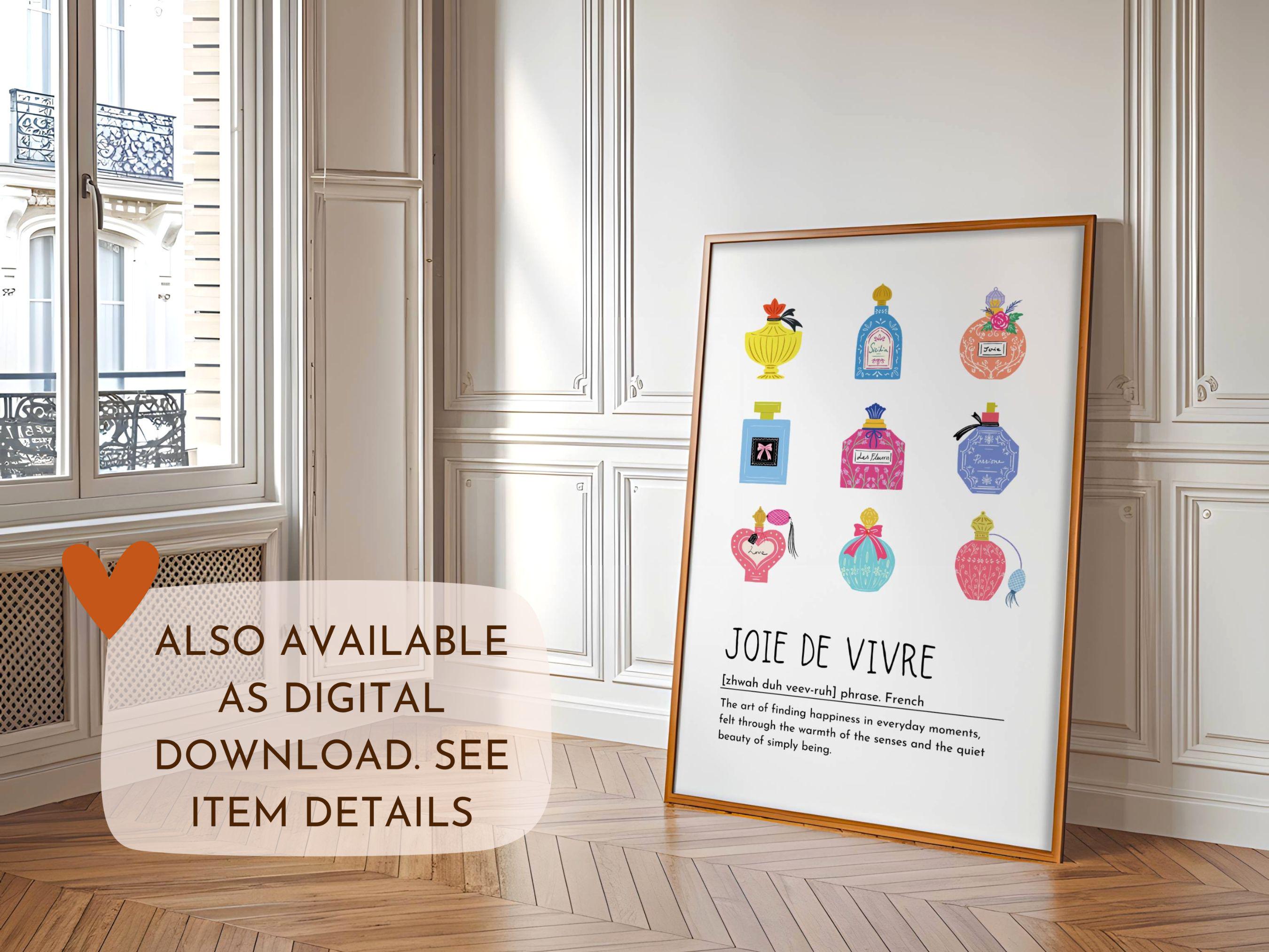 Joie De Vivre Print, Vintage Perfume Bottle Wall Art, Girly Coquette Preppy  Home Decor, Positive Affirmation Poster, Paris French Art Print