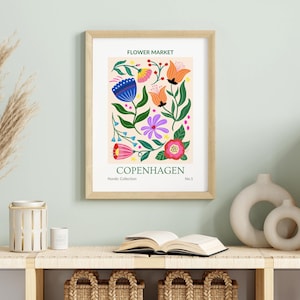 Skandinavischen Blumenmarkt Poster Skandinavischen Skandinavischen Dänisch Schwedischen Skandinavischen Blumenmarkt Wand Kunst, Küche Dekor Blumendruck, abstrakte botanische Malerei