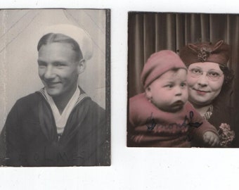 Vintage Photo Booth Portrait Lot ** 2 original vintage photos