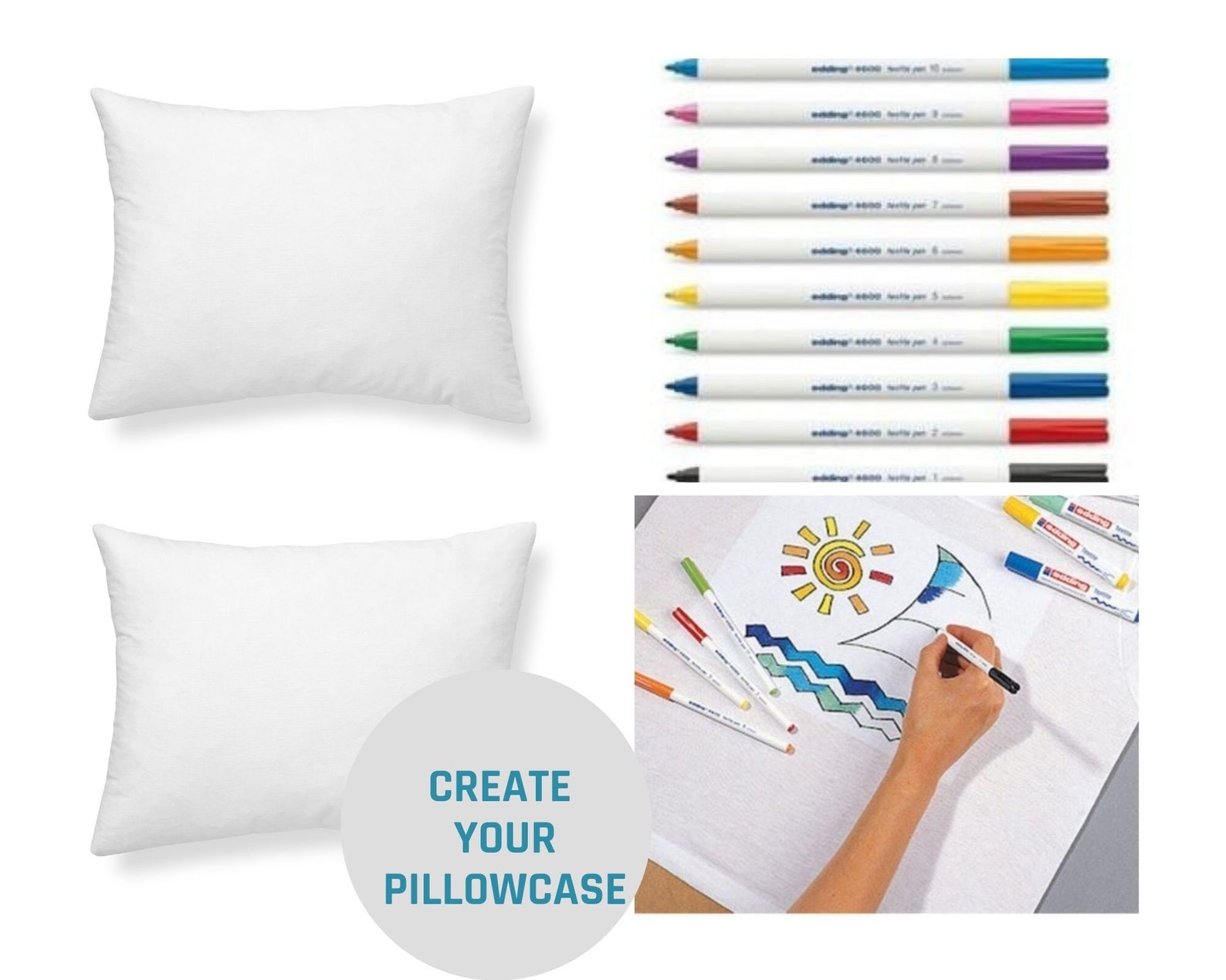 Create your own pillow cases set has 2 pieces of white Etsy