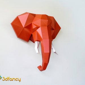 Elephant Papercraft Wall Hanging , 3D Papercraft SVG PDF Template, Wall Sculpture Decor, DIY Model Paper , Elephant Head Trophy