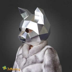 Kattenmasker Papercraft PDF-sjabloon, DIY dierenkop, papieren masker, 3D-polygoonmaskers, Low Poly-masker, Halloween-maskerpapier, DIY-Halloweenkostuum