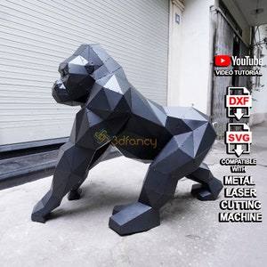 Metall Gorilla ohne zu schweißen, DXF Laser Cut Vorlage - Metall Gorilla mit Niete für Laser CNC Laser Cut Dateien, Gorilla Metall Skulptur