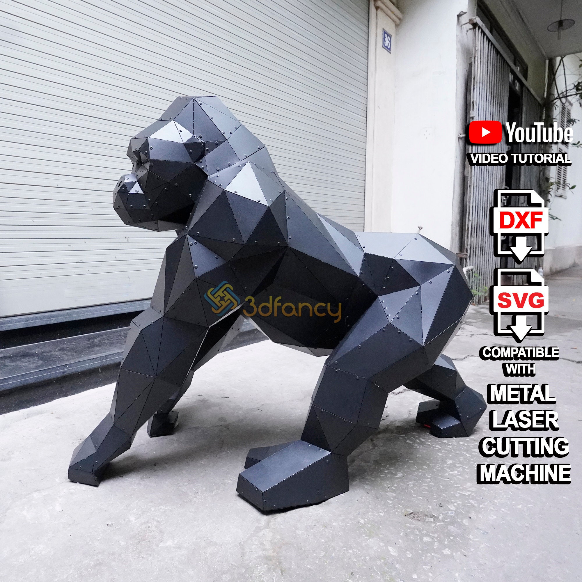 Metal Gorilla Without Welding, DXF Laser Cutting Template