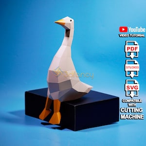Low poly Goose Sit 3D Papercraft PDF, SVG Template For Creating 3D Goose Origami, 3D Duck For Children's Room Decor, Diy gifts for kids