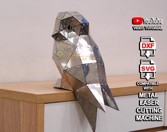 No Welding Rivet DXF Owl Template – Low Poly Metal Owl Laser Cutting CNC File, DIY Decor Digital Download