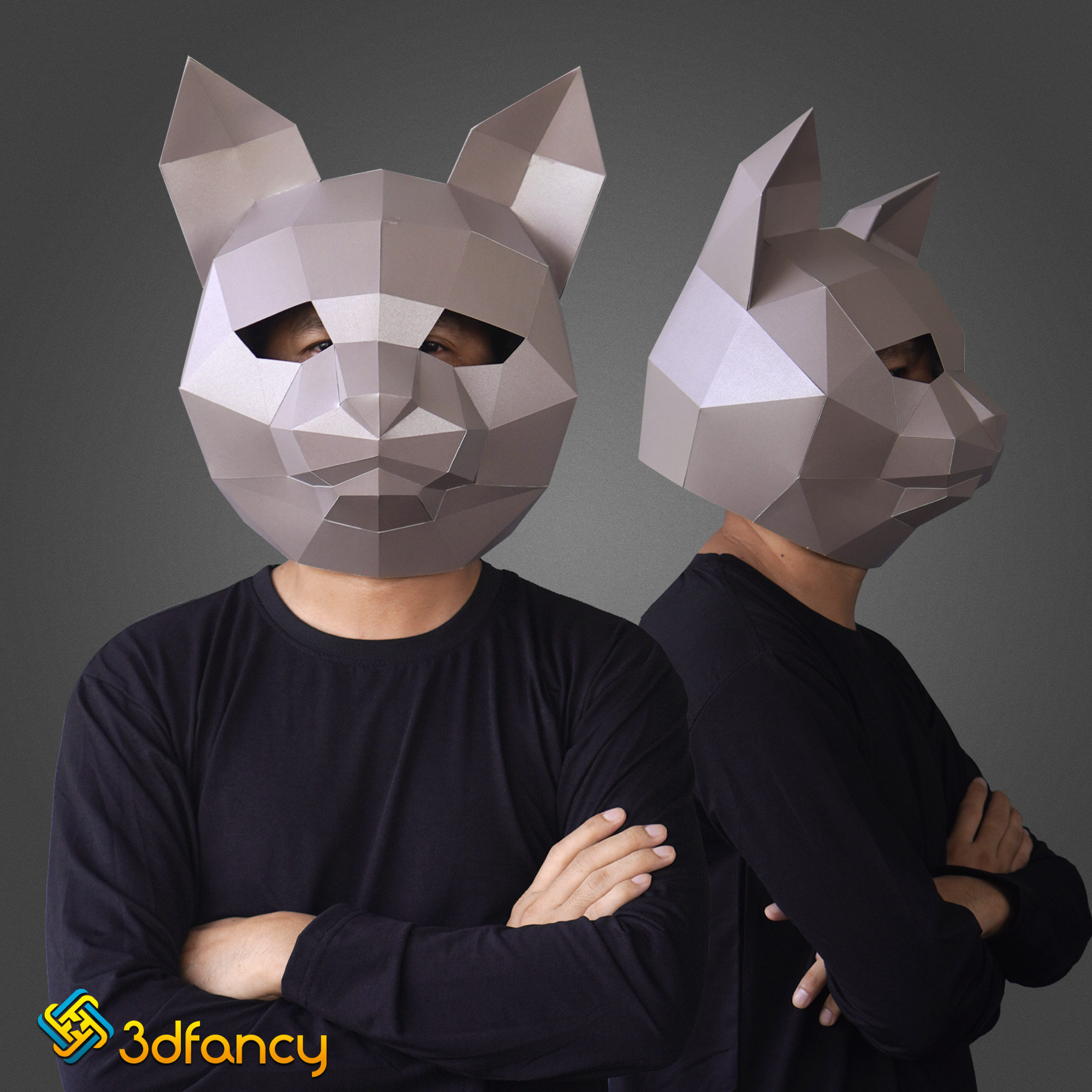 DIY Cat Mask Template DIY animal head 3D Low Poly Mask | Etsy