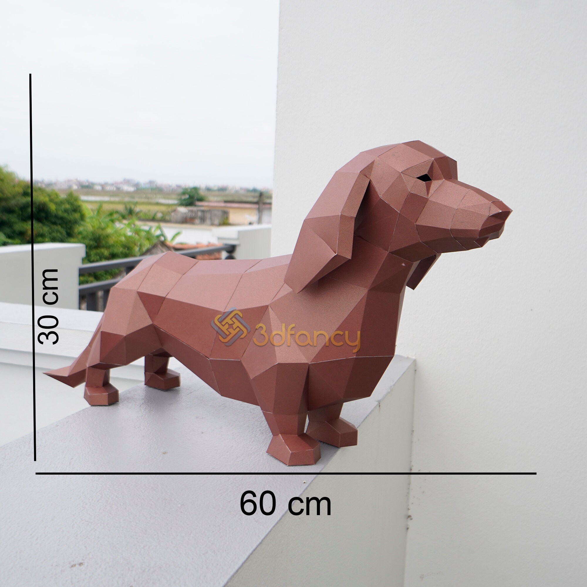 ダックスフントのペーパークラフト PDF、3D SVG テンプレート、3D 犬ペーパークラフトの作成、DIY クラフト キット、低ポリ ダックスフント、Cricut  用 3D SVG、cameo4 - Etsy 日本
