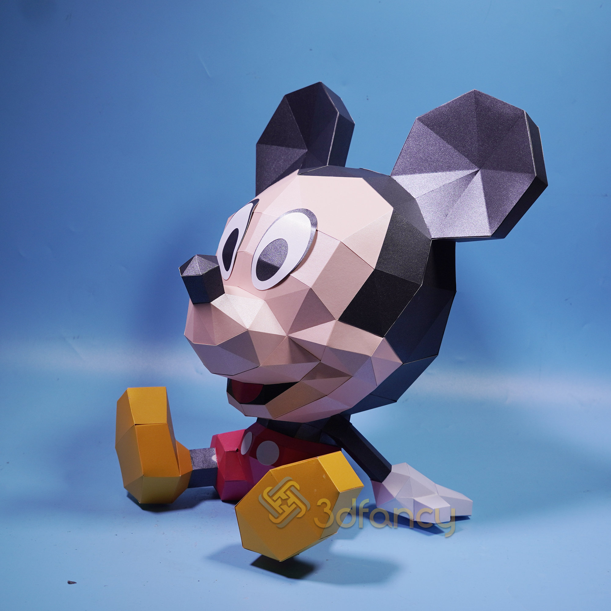 Cute Mickey Mouse Papercraft PDF, SVG Template for DIY Low Poly Mickey ...