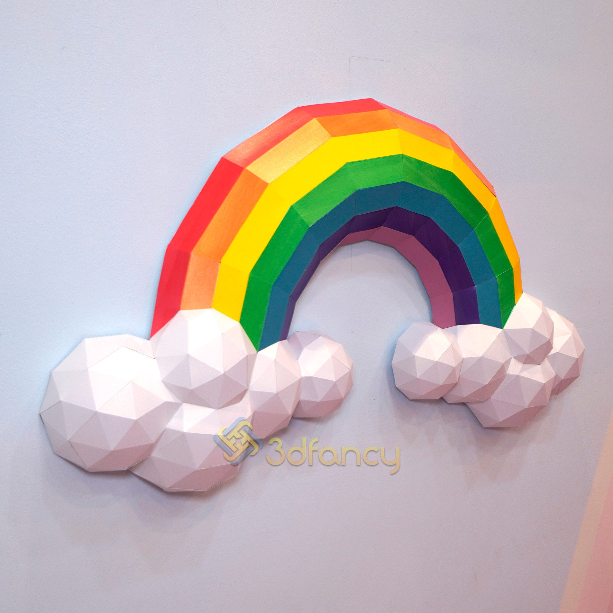 Rainbow Papercraft SVG PDF Template for DIY 3D Rainbow Clouds - Etsy Israel