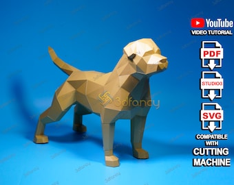 3D Papercraft Rottweiler Dog PDF, SVG, Studio 3 Template, 3D Dog Paper Craft, Diy Craft Kit, Low poly Rottweiler svg for cricut projects