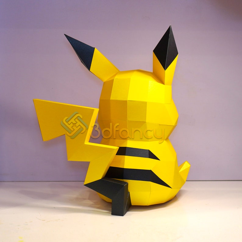 Download DIY Pikachu Sit Papercraft PDF SVG Silhouette Studio | Etsy