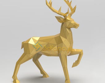 Metal Deer DXF Laser Cutting Template | Low Poly Deer Sculpture CNC Ready | DIY Decor, No Welding Digital Download