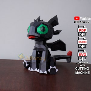 Diy Dragon Papercraft PDF, SVG Template Creating Lowpoly Dragon For Children&#39;s Room Decor, Diy gifts for kids, 3D svg for Cricut