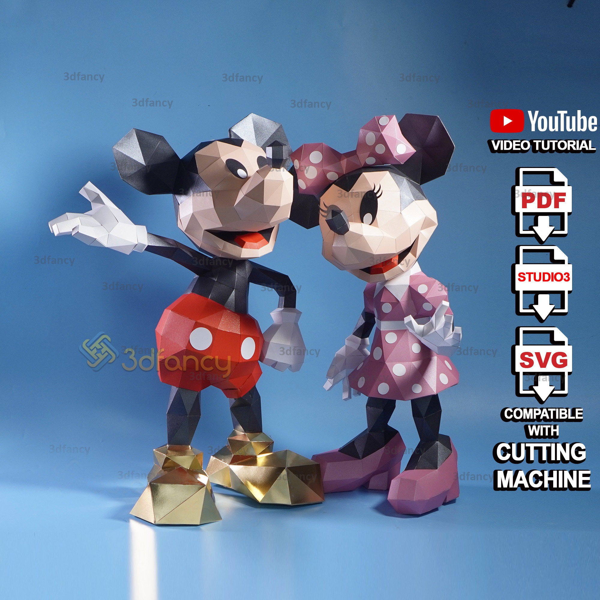 Diverso Fábula carencia Mickey Mouse Papercraft Minnie Mouse PDF Printers Origami SVG - Etsy