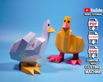 Middle Finger Duck You Papercraft PDF, SVG Template For Creating Funny Middle Finger Goose Sculpture, Room Decor, Diy Craft Kit Low Poly