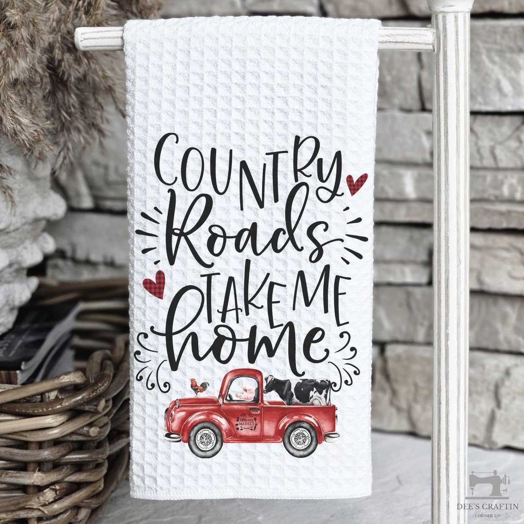Farm Truck Kitchen Towel,red Truck Towel,mothers Day Gift,homesteading