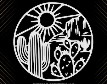 Desert Scene Vinyl Decal Sticker, Car, Laptop, Water Bottle