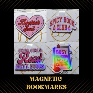 Pink & red magnetic Bookmarks smut holographic laminated aesthetic spicy reads romance book lover gift handmade book accessories page marker