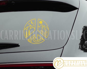 Peace Sign Car Decal | Camping, Beach, Desert Nature Sticker