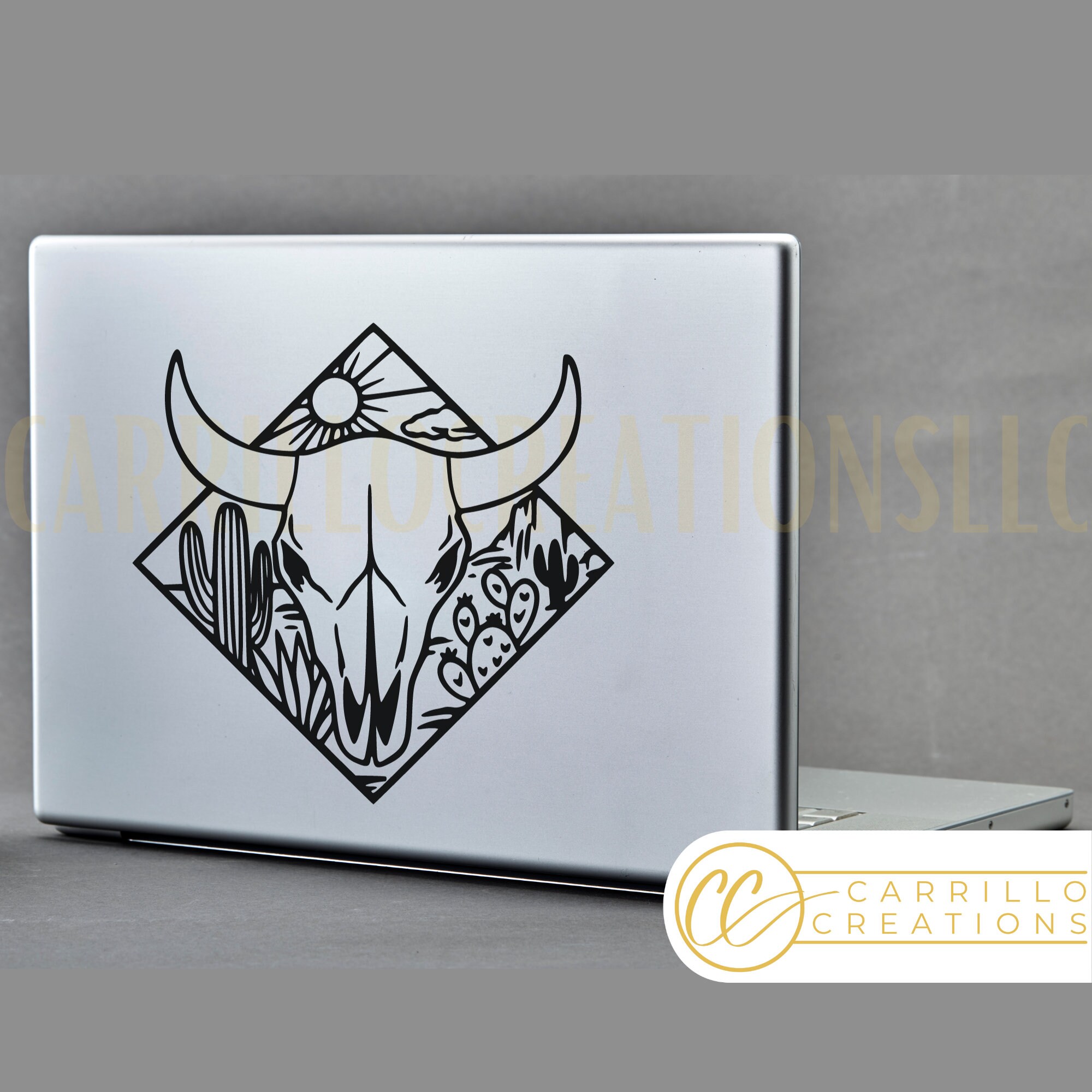 Rel Decals Diamond Desert Cow Skull Vinyl Decal - Cactus & Sun - Etsy