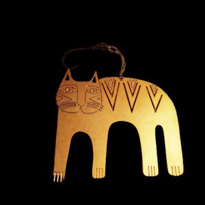 1991 Limited Edition Collectible Laurel Burch Christmas Magicat Etched Brass Cat Ornament