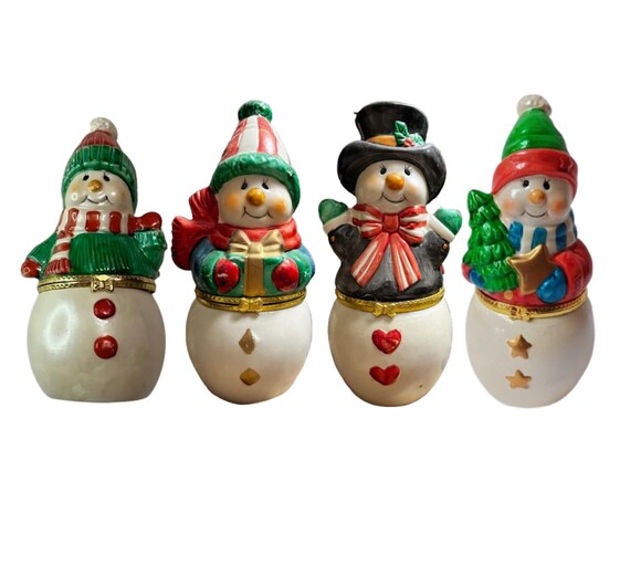 1992 Hermitage Pottery Frosty the Snowman Trinket Boxes (set of 4)