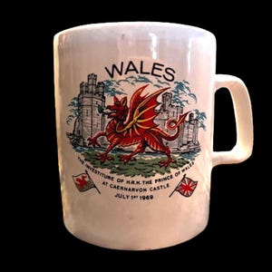 1969 Investiture of Prince of Wales Commemorative Coffee Mug (handle was repaired)