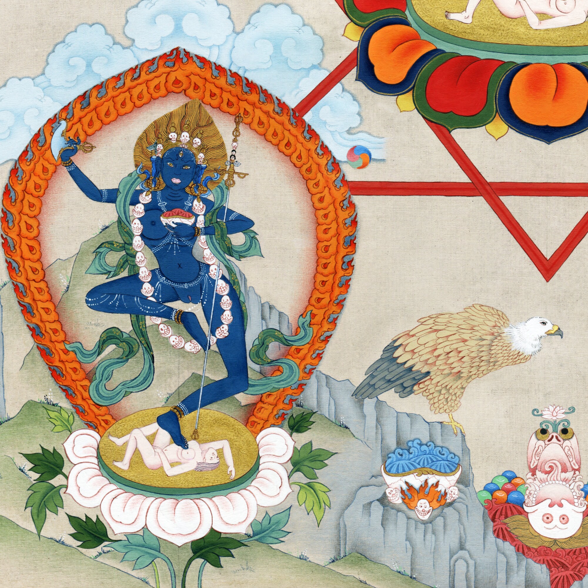 肉筆画 手描き仏画】バジュラヨーギニー Vajrayogini ヨギニ タンカ