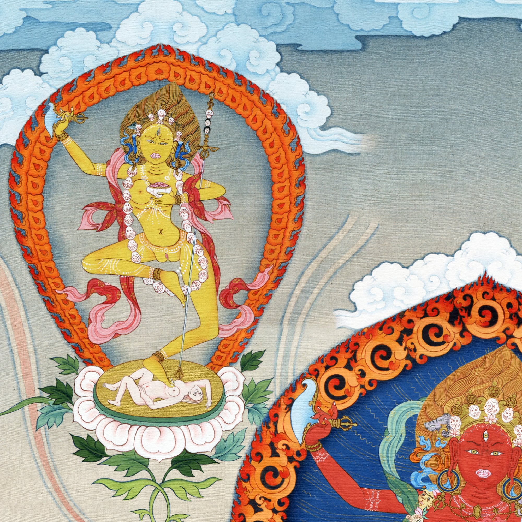 ヴァジュラヨーギニ・タンカ版画、24Kゴールドコットン紙 - Etsy 日本