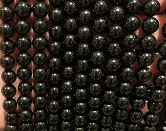 90 Black Spinel beads in 4mm, 6mm (x63), 8mm (x48), 10mm (x38) Grade AAA, semi precious stone pearl, natural spinel pearl