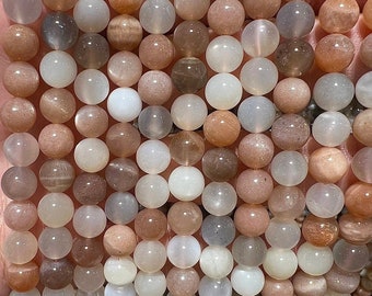 90 multicolored moonstone beads in 4mm, 6mm (x63), 8mm (x48), 10mm (x38) Grade AAA, semi precious stone pearl, moonstone pearl