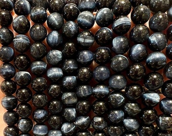 90 Falcon Eye beads in 4mm, 6mm (x63), 8mm (x48), 10mm (x38) Grade AAA+, smooth semi precious stone bead, Falcon eye stone