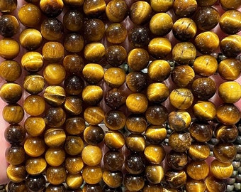 90 Tiger's Eye beads in 4mm, 6mm (x63), 8mm (x48), 10mm (x38) Grade AAA+, smooth semi precious stone bead, Tiger's eye stone