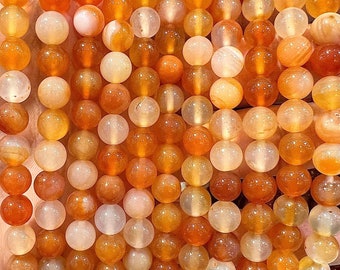90 multicolored Carnelian beads in 4mm, 6mm (x63), 8mm (x48), 10mm (x38) Grade AAA, semi-precious stone bead, natural carnelian bead