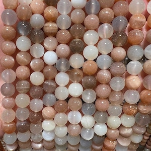 90 multicolored moonstone beads in 4mm, 6mm (x63), 8mm (x48), 10mm (x38) Grade AAA, semi precious stone pearl, moonstone pearl