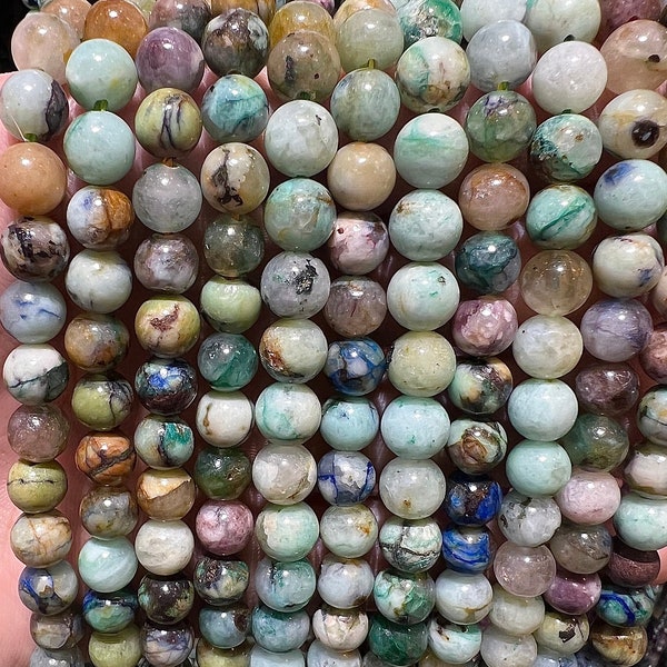 90 Natural Chinese Chrysocolla pearls in 4mm, 6mm (x63), 8mm (x48), 10mm (x38) Grade AAA, semi precious stone bead, stone wholesaler