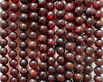 90 Garnet Beads in 4mm, 6mm (x63), 8mm (x48), 10mm (x38) Grade AAA, Natural Stone Beads, Natural Almandine Garnet Beads