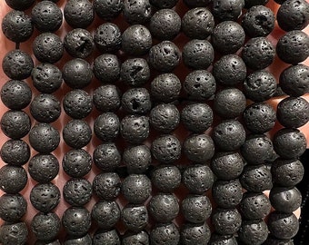 90 lava stone beads in 4mm, 6mm (x63), 8mm (x48), 10mm (x38) Grade AAA, semi precious stone pearl, volcanic stone pearl