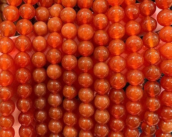 90 Carnelian pearls in 4mm, 6mm (x63), 8mm (x48), 10mm (x38) Grade AAA, semi precious stone pearl, natural carnelian pearl