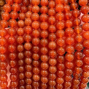 90 Carnelian pearls in 4mm, 6mm (x63), 8mm (x48), 10mm (x38) Grade AAA, semi precious stone pearl, natural carnelian pearl