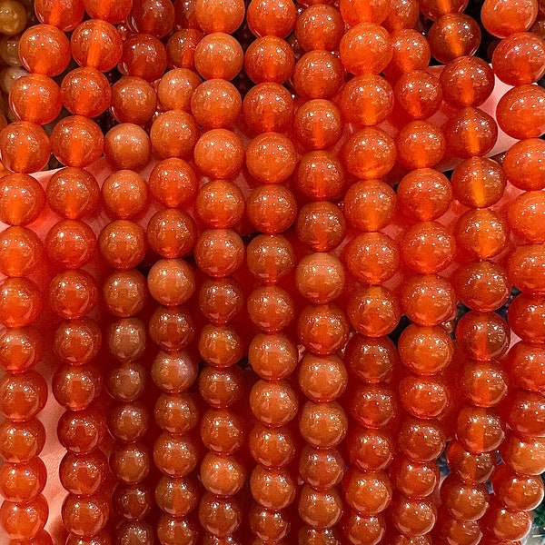 90 Carnelian pearls in 4mm, 6mm (x63), 8mm (x48), 10mm (x38) Grade AAA, semi precious stone pearl, natural carnelian pearl