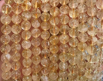 90 perles Citrine en 4mm, 6mm (x63), 8mm (x48), 10mm (x38) Grade AAA, perle pierre naturelle, perle en citrine naturelle